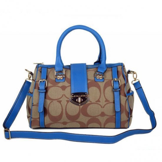 Coach Willis Lock Logo Signature Medium Blue Luggage Bags BRK Coach Willis Lock Logo Signature Medium Blue Luggage Bags BRK